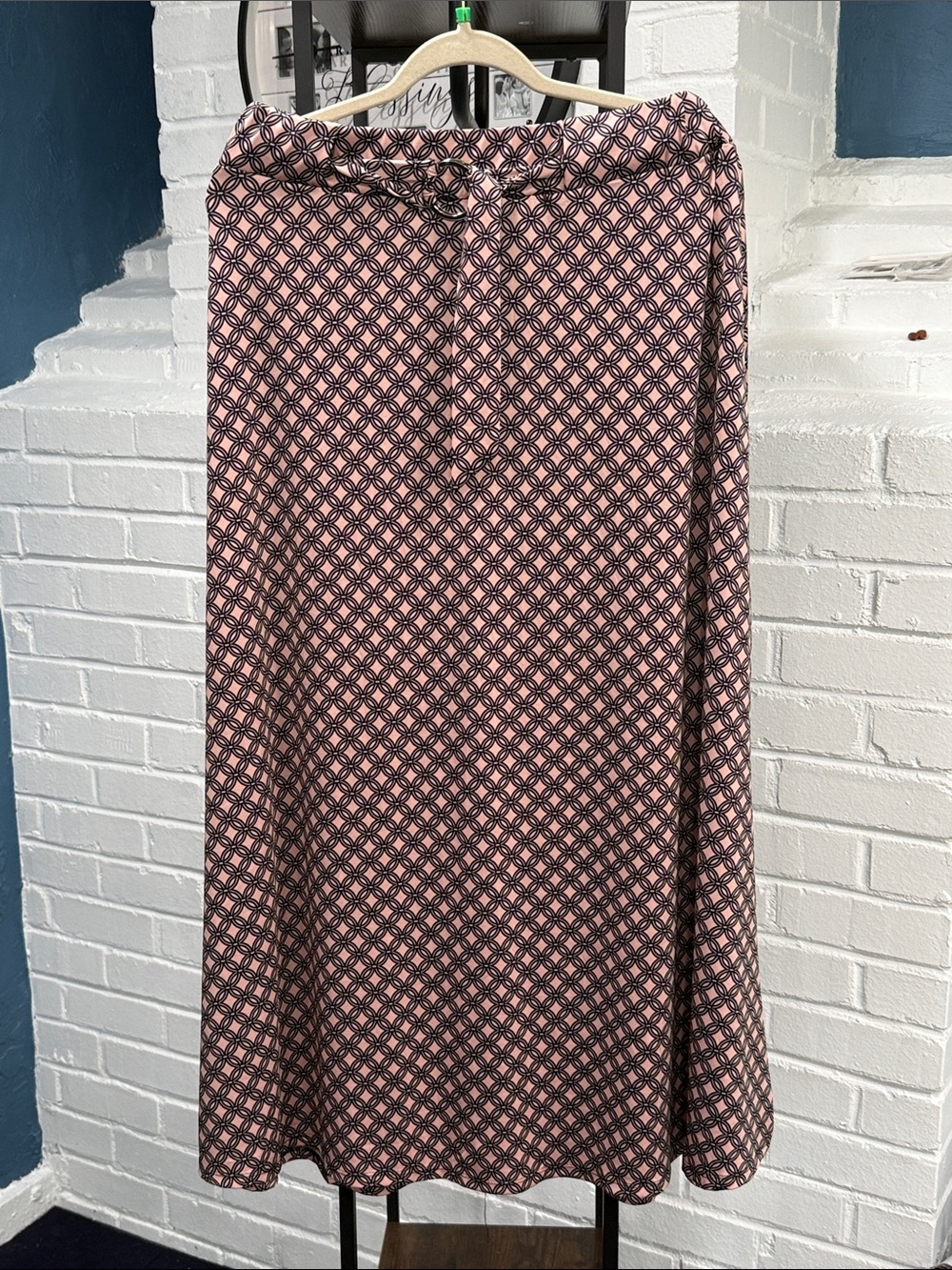 NY Collection Pink and Black Geometric Maxi Skirt